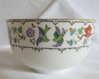 Sugar bowl, white with birds and flowers, gilt trim Tuscan China 1920s / 1930s