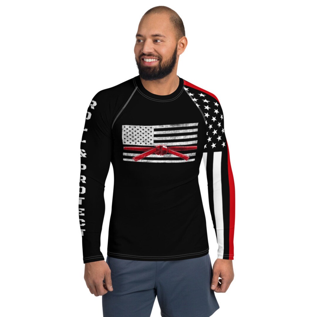 Firefighter Rash Guard, Thin Red Line Bjj, MMA, Jiu Jitsu Men's Rash