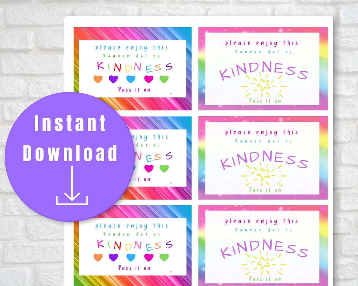 Random Acts of Kindness Gift Tags/thank You Tags/print at Home | Etsy UK