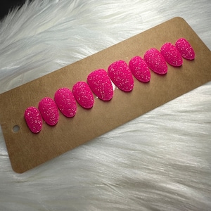 Fuchsia Pink Glitter Press on Nails