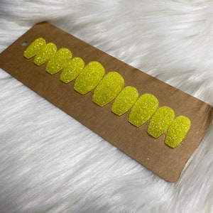 Yellow Glitter Press on Nails