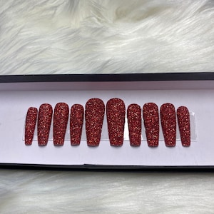 Red Glitter Press on Nails