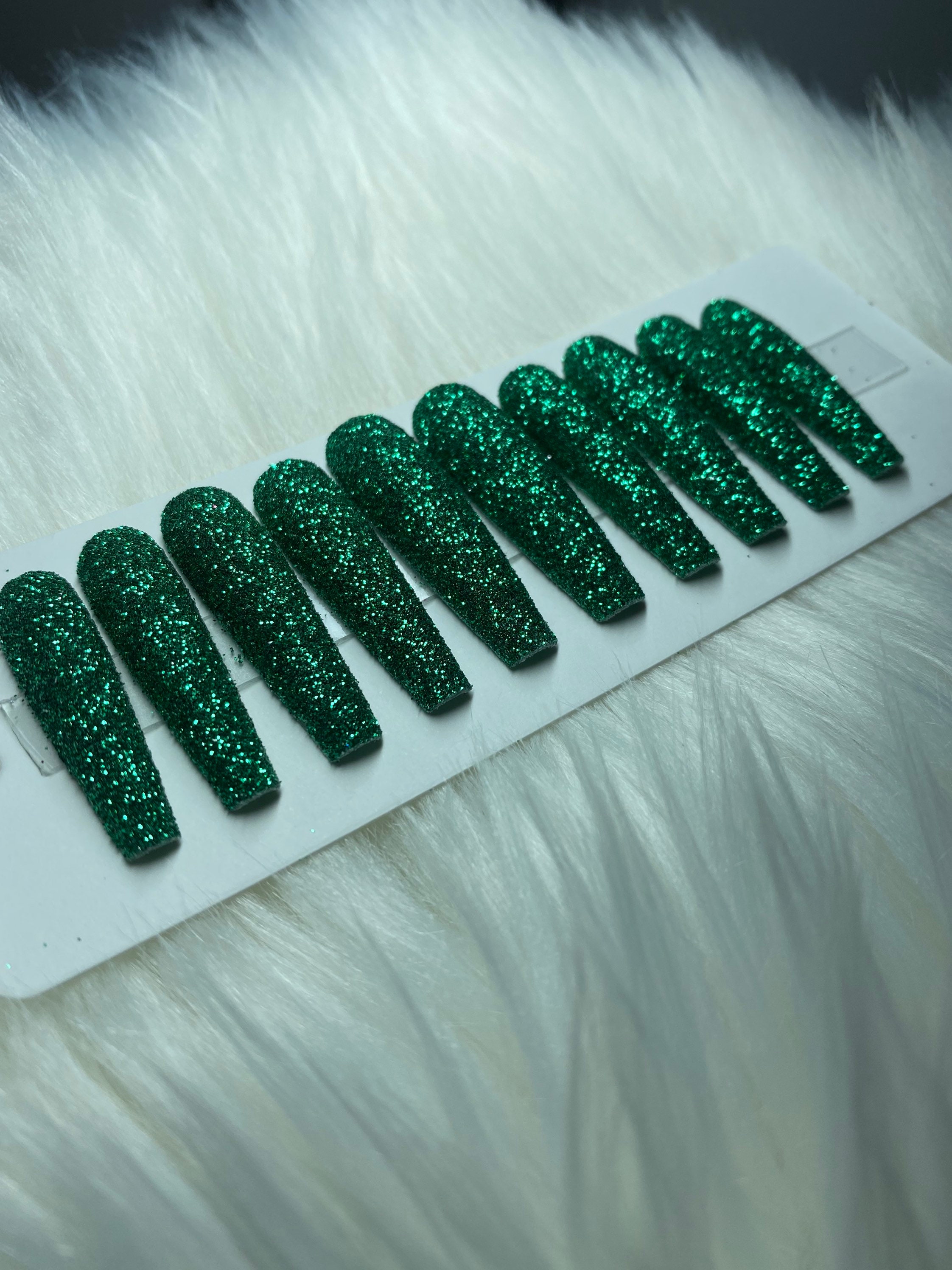 Emerald Green Press on Nails