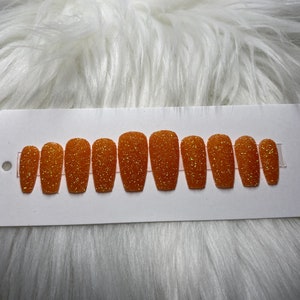 Pumpkin orange Glitter Press on Nails