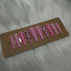 Pink Cow Print Press on Nails