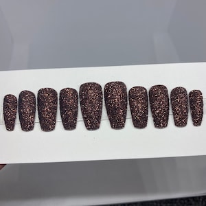Brown Glitter Press on Nails