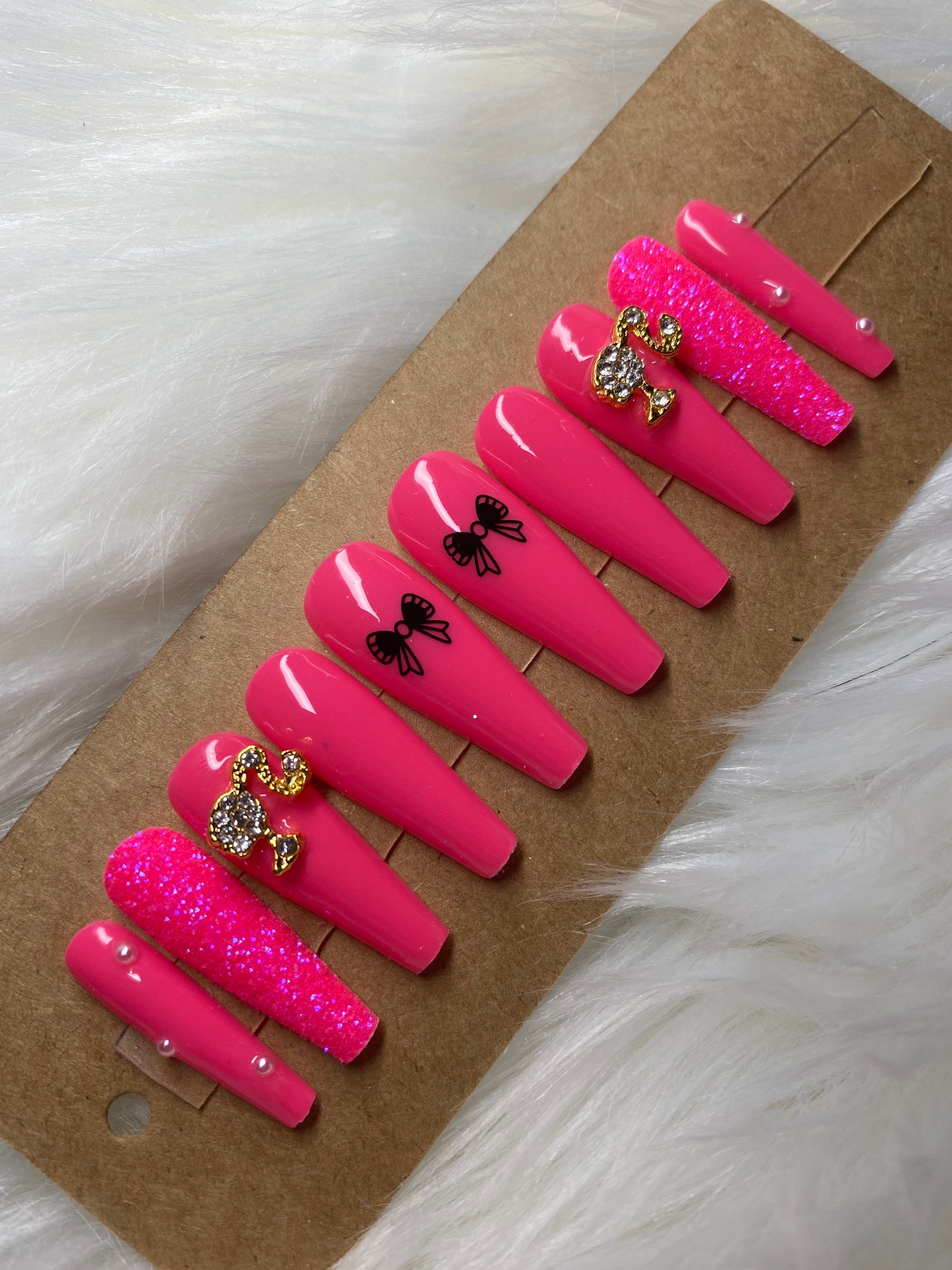 Hot Pink Nails Etsy