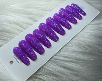 Glue on Press on Nails Long Almond Lavender - Etsy