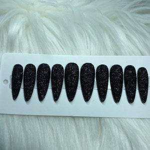 True Black Glitter Press on Nails
