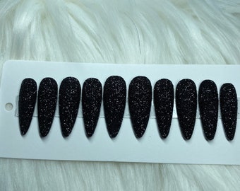True Black Glitter Press on Nails
