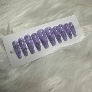 Purple Design Press on Nails