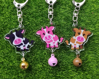 Cute Cow Acrylic Charm Keychains