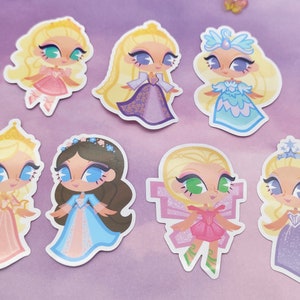 Vinyl Princess Movie Stickers - set of 7