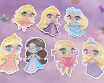 Vinyl Princess Movie Stickers - set of 7