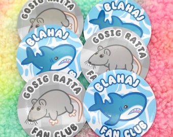 Vinyl Blahaj and Gosig Ratta Stickers