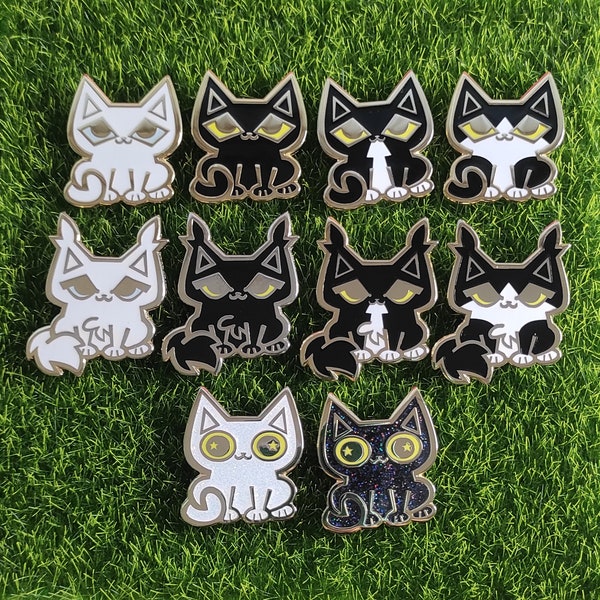 Black & White Cats Hard Enamel Pins