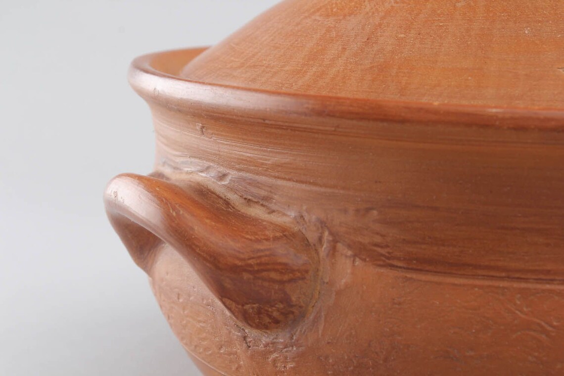 Large clay pot with lid Etsy