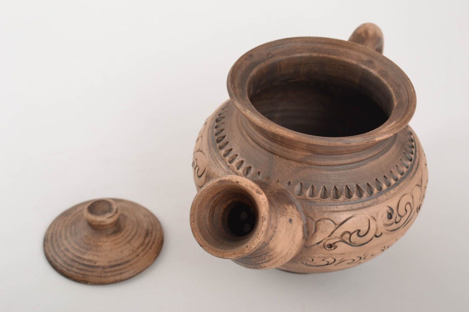 Handmade clay kettle volume 500 ml. Etsy