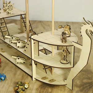 Barco de tamaño D&D / Barco pirata para usar con D&D / Barco de rol / Barco de tamaño Dungeons and Dragons / Barco de rol