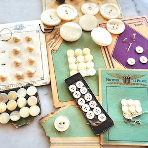 Vintage Button Lot: Mother of Pearl, Wood & Faux Pearl