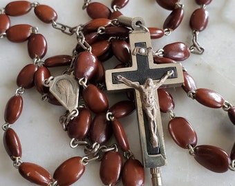 Reliquary Crucifix Seed Bead Rosary