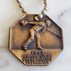 Loyal Order Of Moose Indianapolis Lodge No. 17, 1949 Souvenir Keychain, Indiana State Moose Bowling Tournament