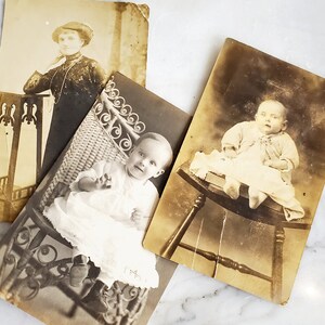 3 RPPC Babys und Frauen Studio Portraits, Anfang des 20
