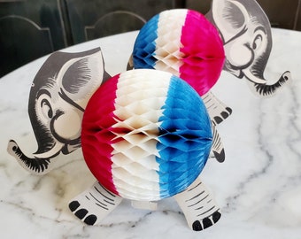 Patriotic Elephant Party Decor, Red White & Blue Honeycomb