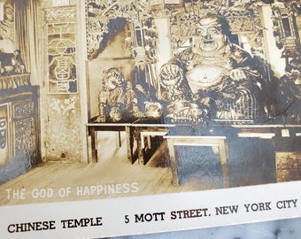 Chinese Temple RPPC, 5 Mott Street, New York City, Sepia Tone Real Photo Postcards,