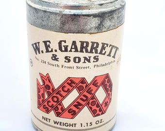 Vintage W.E. Garrett & Sons Scotch Snuff Tin, Empty