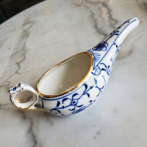 Blue & White Porcelain Invalid or Infant Feeder, Made in Germany