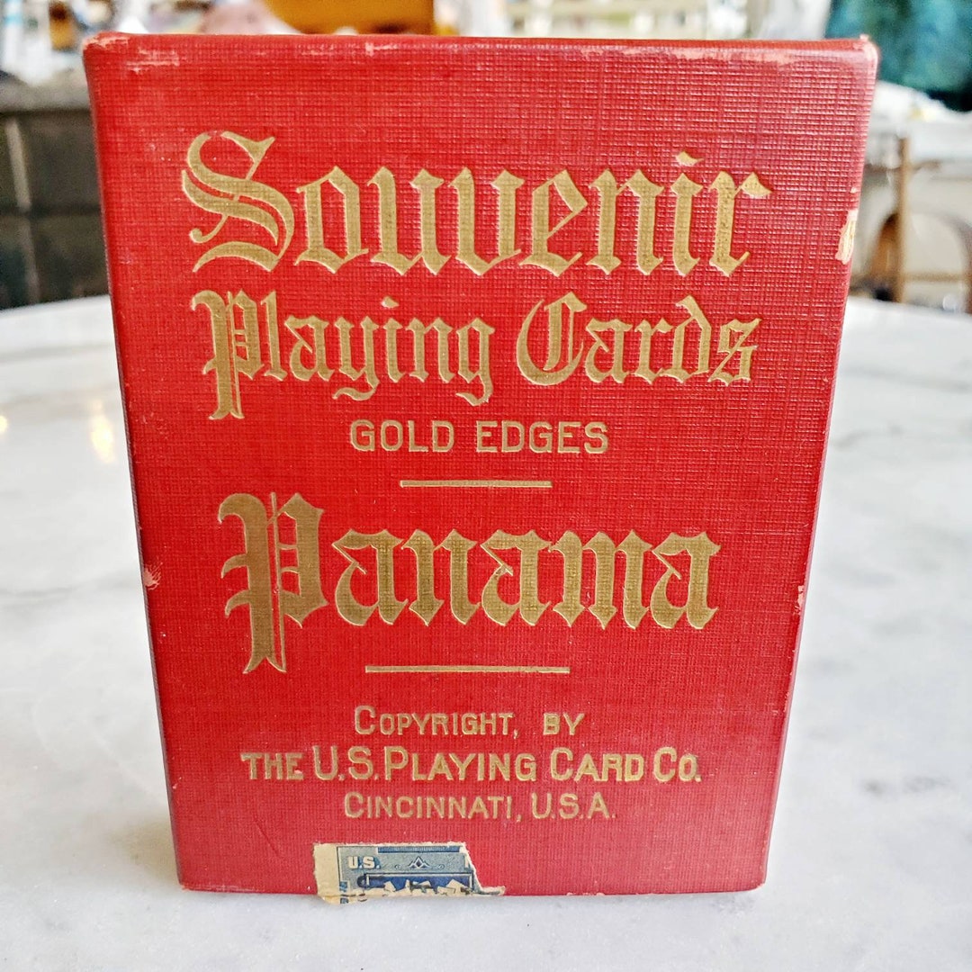 Antique Panama Souvenir Playing Cards C.1911 Gold Edges the Etsy
