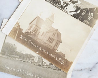 Three 1910's Roswell & Fedora SD RPPC, Sepia Tone Real Photo Postcards