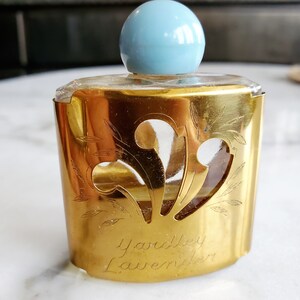 Vintage Yardley Lavender Brass Covered Glass Bottle