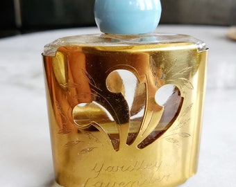 Vintage Yardley Lavender Brass Covered Glass Bottle
