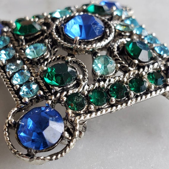 Weiss Blues and Greens Rhinestone Diamond Shape B… - image 4