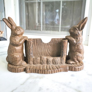 Cast Iron Two Rabbit Business Card Holder