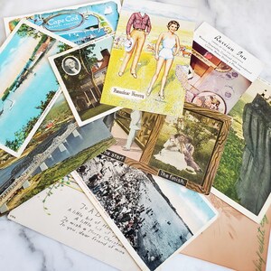 Lot de 28 cartes postales vintage, cartes postales en lin, pour la plupart non affranchies