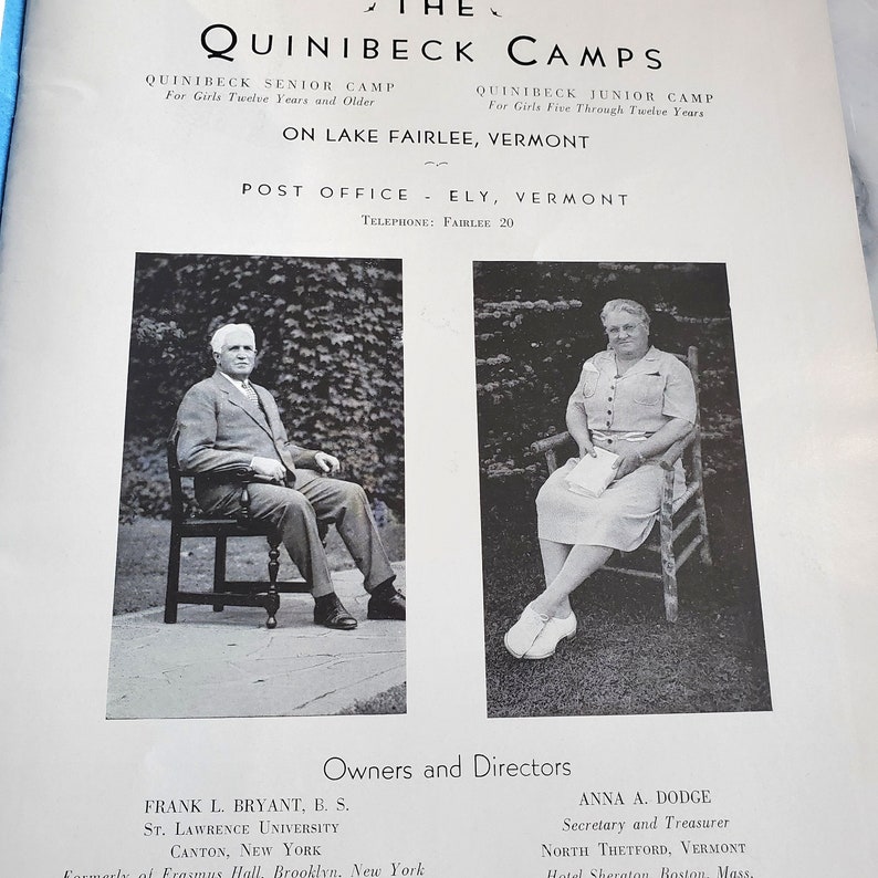 1943 Quinibeck Girls Summer Camp Catalogue / Brochure, Lake Fairlee