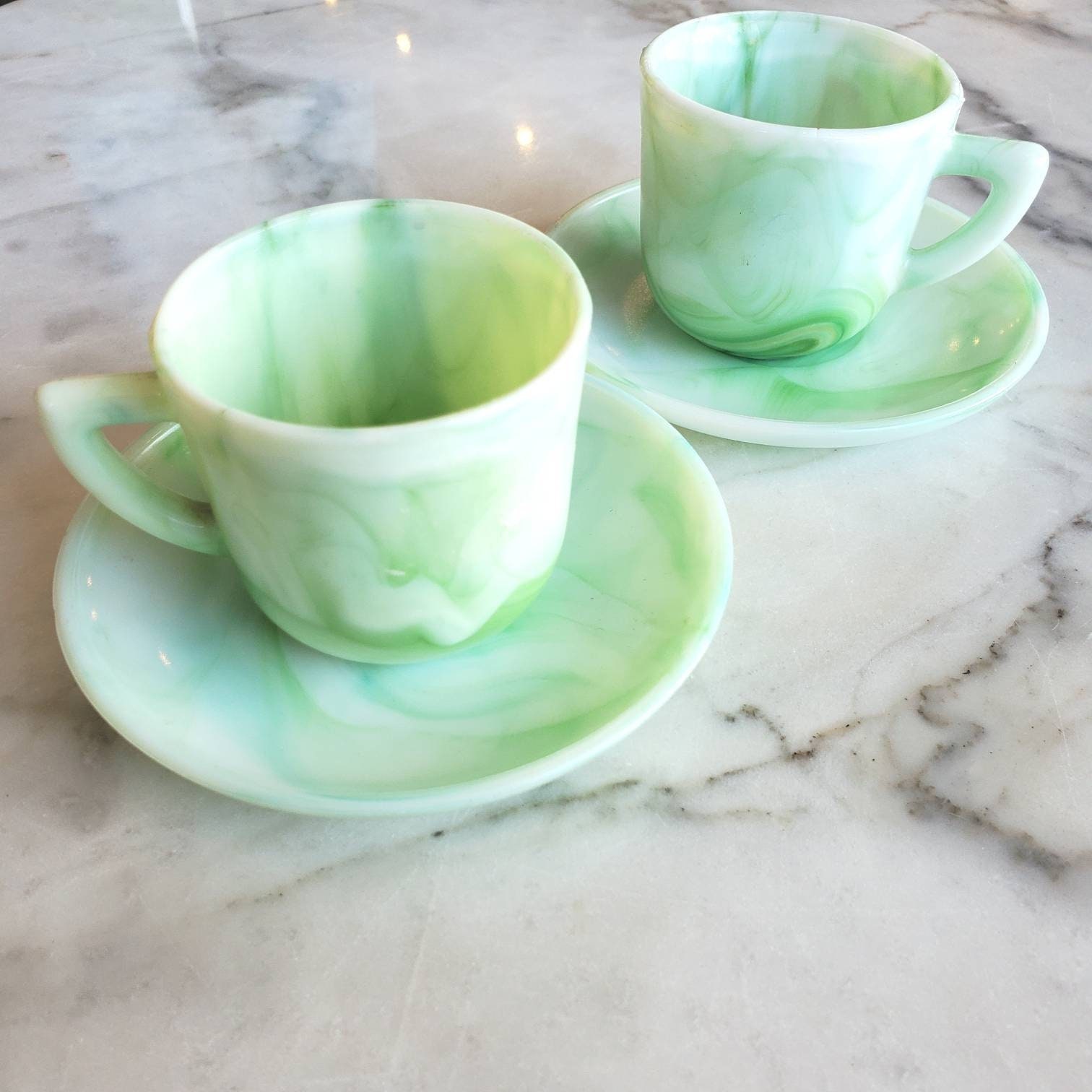 Akro Agate Cup and Saucer - Etsy