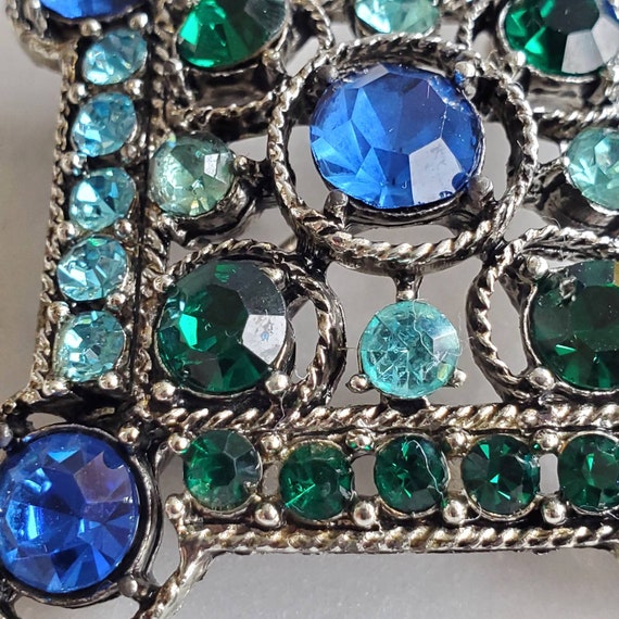 Weiss Blues and Greens Rhinestone Diamond Shape B… - image 3