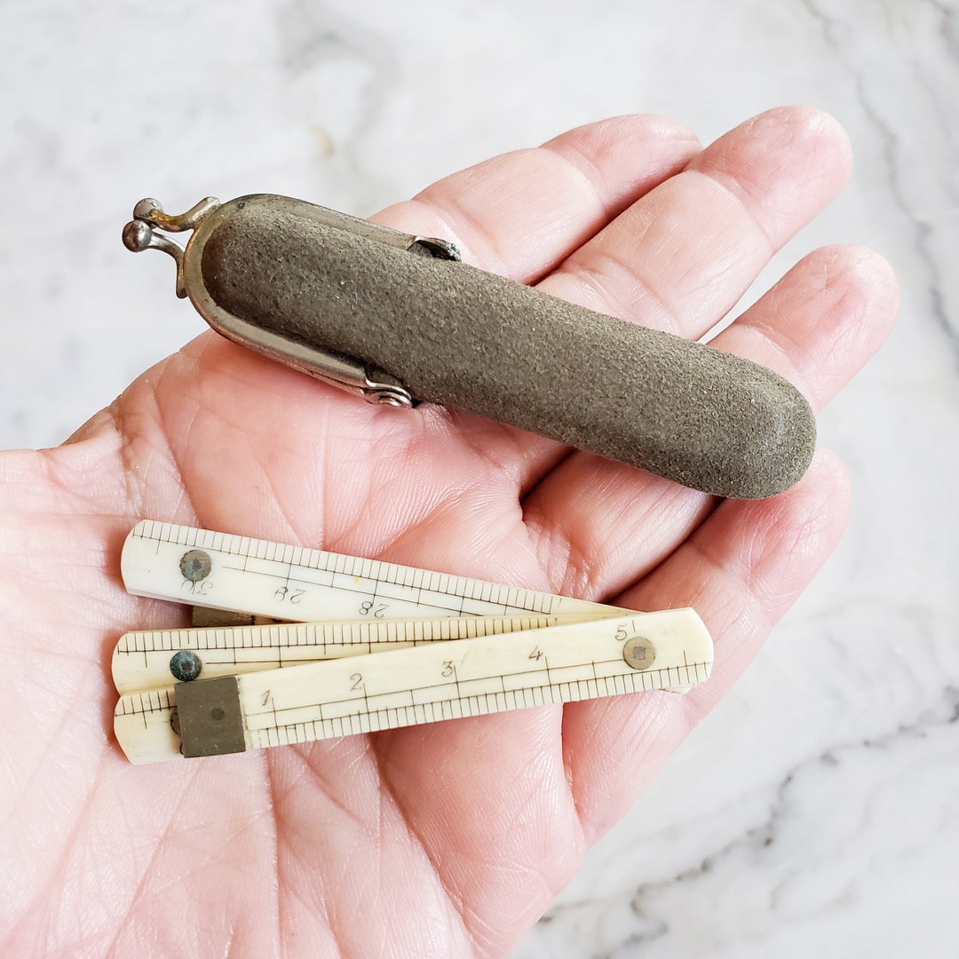 Tiny Folding Ruler in Kiss Lock Case, Metric and Imperial Measurements ...