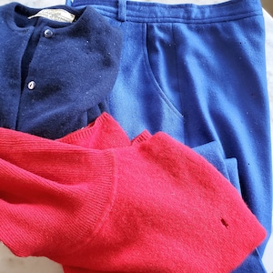 Vintage Cashmere & Wool Garments For Repurpose, Wool With Moth Holes Crafting Bundle