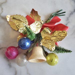 Vintage Christmas Glass & Gold Foiled Paper Gift Ornament Decoration