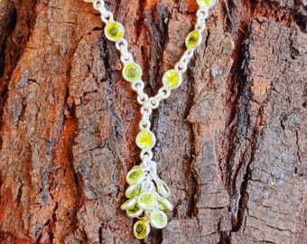 Natural peridot silver 925 Hand-Made Necklace , peridot necklace , silver 925 Necklace ,charm Necklace , chain ,Necklace