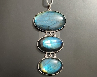 Extra large Labradorite Pendant, Labradorite Silver Pendant, Women pendant, silver pendant, Labradorite