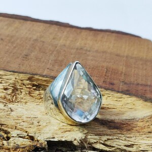 Crystal Quartz Silver Ring, Crystal Ring, Quartz Ring, Unisex Ring, Sterling Silver Ring, Solid Silver Ring