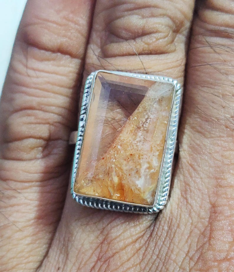 Unique Rust Quartz Ring, Rust Quartz Silver Ring, Sterling Silver Ring ...