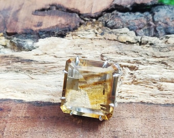Large Citrine Ring, Citrine Silver Ring, Citrine Ring, Sterling Silver Ring, Women Ring, Gemstone Ring,