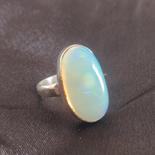 Gorgeous Opal Ring, Large Opal Ring, Welo Opal Ring, white opal Ring, Sterling Silver Ring, Gemstone Ring, Opal Ring, Ethiopian opal Ring